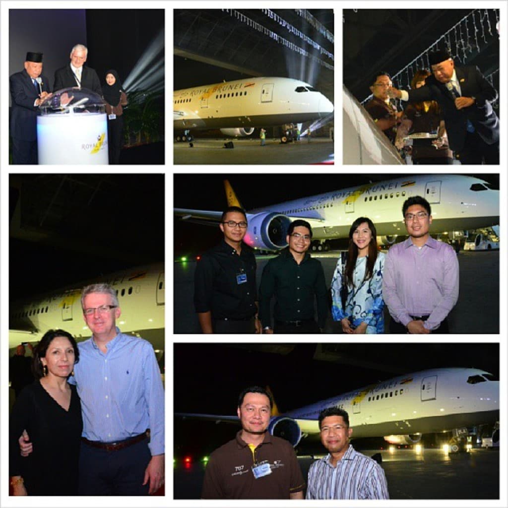 Ein Collage-Bild mit Menschen und Flugzeugen.