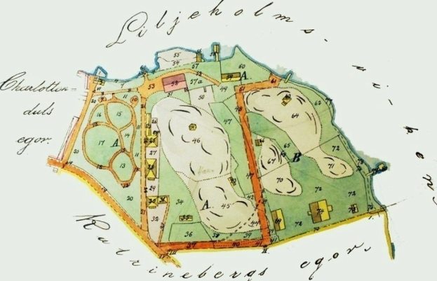 Ausführliche alte Karte von Ljubljana, Slowenien, zeigt Straßen, Gebäude und andere Merkmale mit Textanmerkungen.