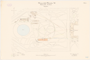 Eine detaillierte Karte von Berlin, Deutschland, mit der Universität Münster in der Mitte, die Gebäude, Straßen und andere Merkmale zeigt, sowie Textinformationen zur Größe, Lage und Ausstattung der Universität.
