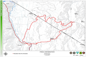 Eine detaillierte Karte einer geplanten Wanderroute mit Markierungen, Text und Logos auf einem Plakat.