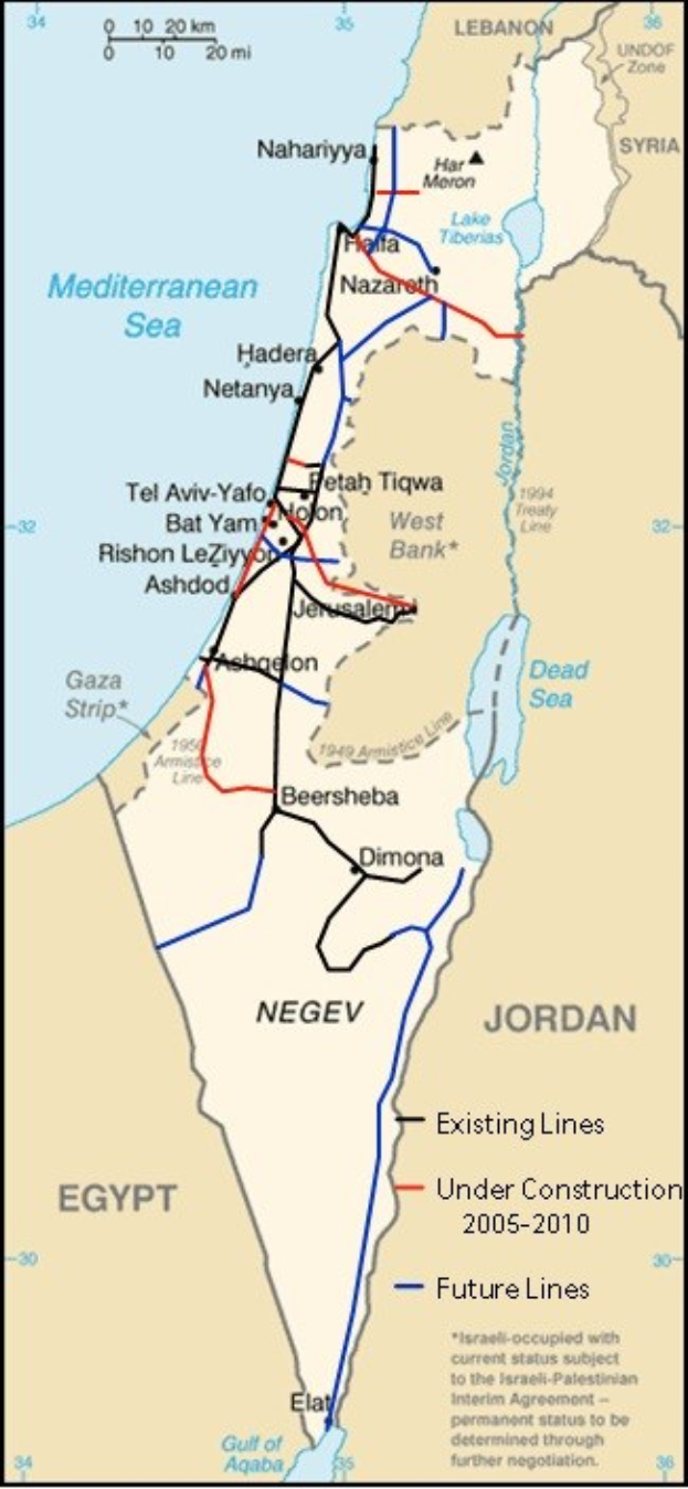 Detailierte Karte von Israel und Palästina mit Text und Linien, die das Ausmaß des Konflikts anzeigen, wobei Städte, Flüsse und geografische Merkmale gezeigt werden.