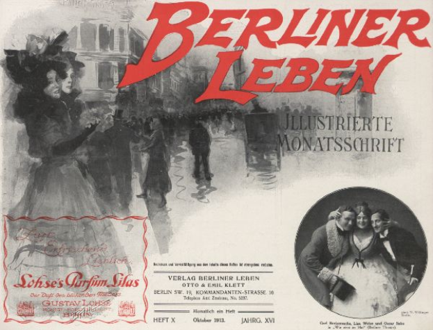 Ein nostalgischer deutscher Filmplakat für "Berliner Leben", das eine Gruppe von Menschen vor einem Gebäude zeigt, mit dem Filmtitel in Großbuchstaben.