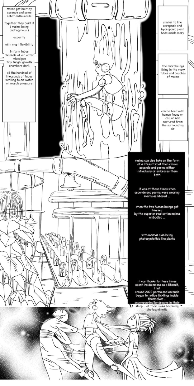 Comicseite mit zwei Charakteren in einem Raum: Ein Mann in einem blauen Hemd mit entschlossener Miene und eine Frau, die bewundernd zu ihm aufschaut, aus "The Legend of Heroes: Trails of Cold Steel III", vor einem tiefblauen Hintergrund mit Sternen.