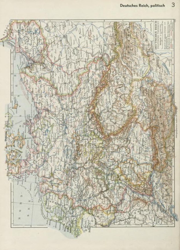 Eine Karte von Deutschland aus dem 19. Jahrhundert, die die politischen Grenzen zeigt, mit beschreibendem Text oben und unten.