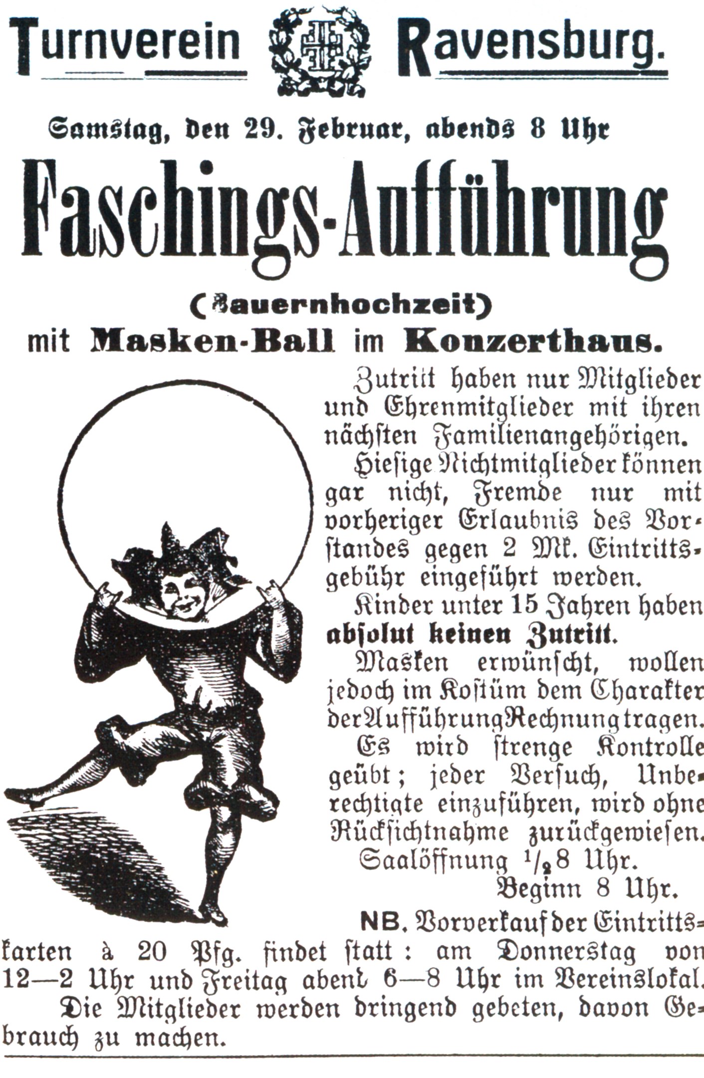 Ein Vintage-Halloween-Party-Plakat mit einem Mann in einem schwarz-weißen gestreiften Hemd, schwarzem Hut und Cape mit einem verschmitzten Gesichtsausdruck und gefalteten Händen.