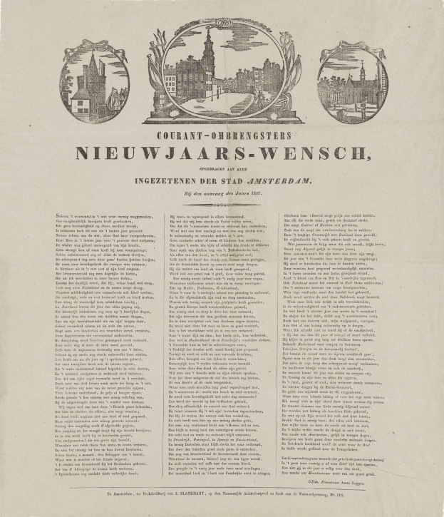 Schwarze-Weiß-Zeitung mit einer Stadtfotografie, Text und Bildern, die historische Stadtansichten zeigen.