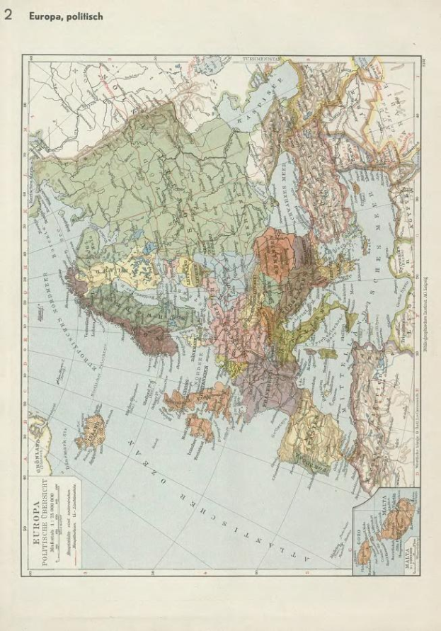 Alte Karte von Europa aus dem 19. Jahrhundert, die politische Grenzen zeigt, auf Papier gedruckt mit Text oben und unten.