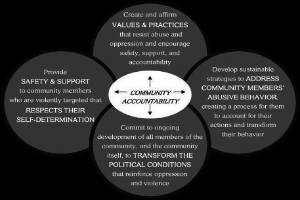 Diagramm, das die kommunale Rechenschaftspflicht mit drei miteinander verbundenen Komponenten zeigt, die in fetter Schrift innerhalb eines zentralen Kreises beschriftet sind.